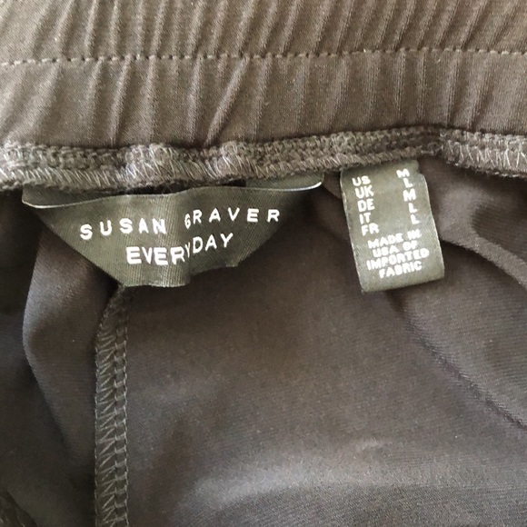 Susan Graver Black Palazzo wide leg pants. Cropped length. Side pockets. Size M - Picture 7 of 8